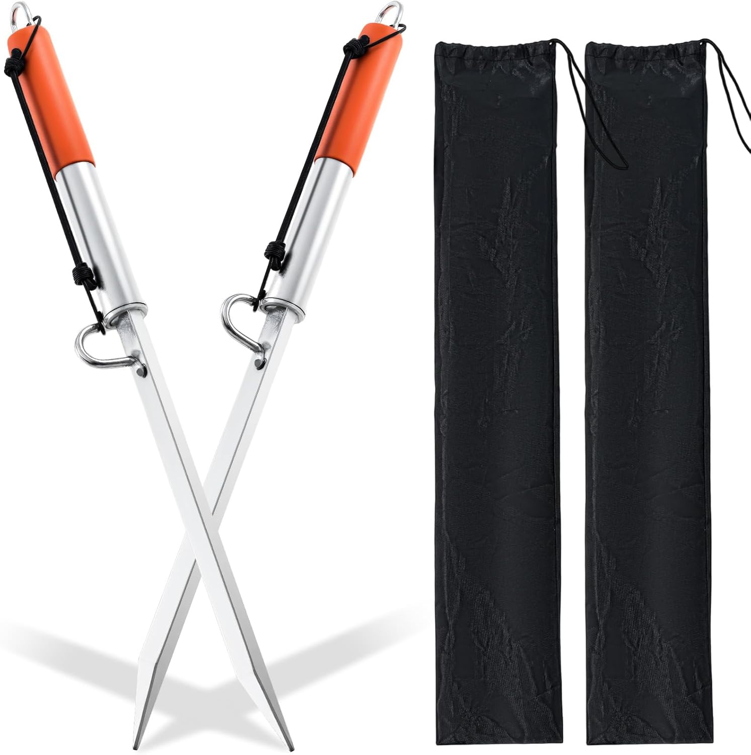 2 Pack Sand Spike Boat Anchor Pole for Boats Pontoon Kayak Boating, Up to 43' Shore Spike for Shallow Water Shore, Sandbar, Land with Storage Bag