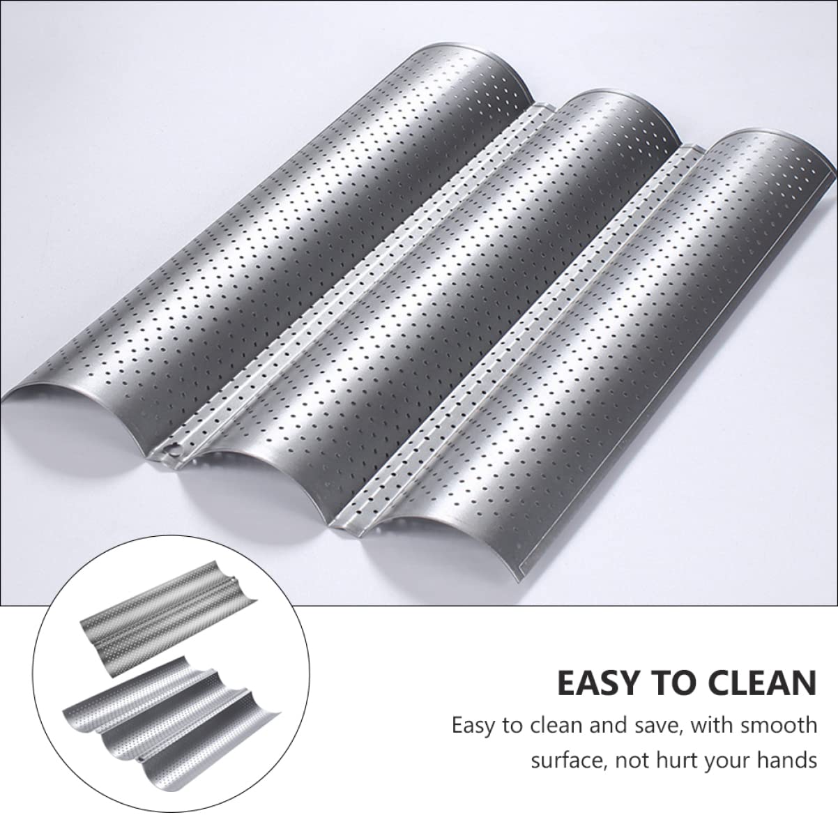 Gatuida 2 Moldes para Hornear Baguettes Bandejas Reutilizables de Acero Inoxidable Superficie Lisa y Fácil de Limpiar para Cocina en Casa o Pastelería