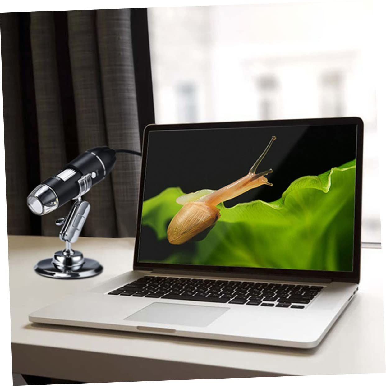 Generic 1pc Home Microscope Hand Microscope Premium Precious Test Microscope Portable Microscope Smart Phone LED Magnifying Mirror Smartphones Experiment Microscope Pocket Tool Black Alloy