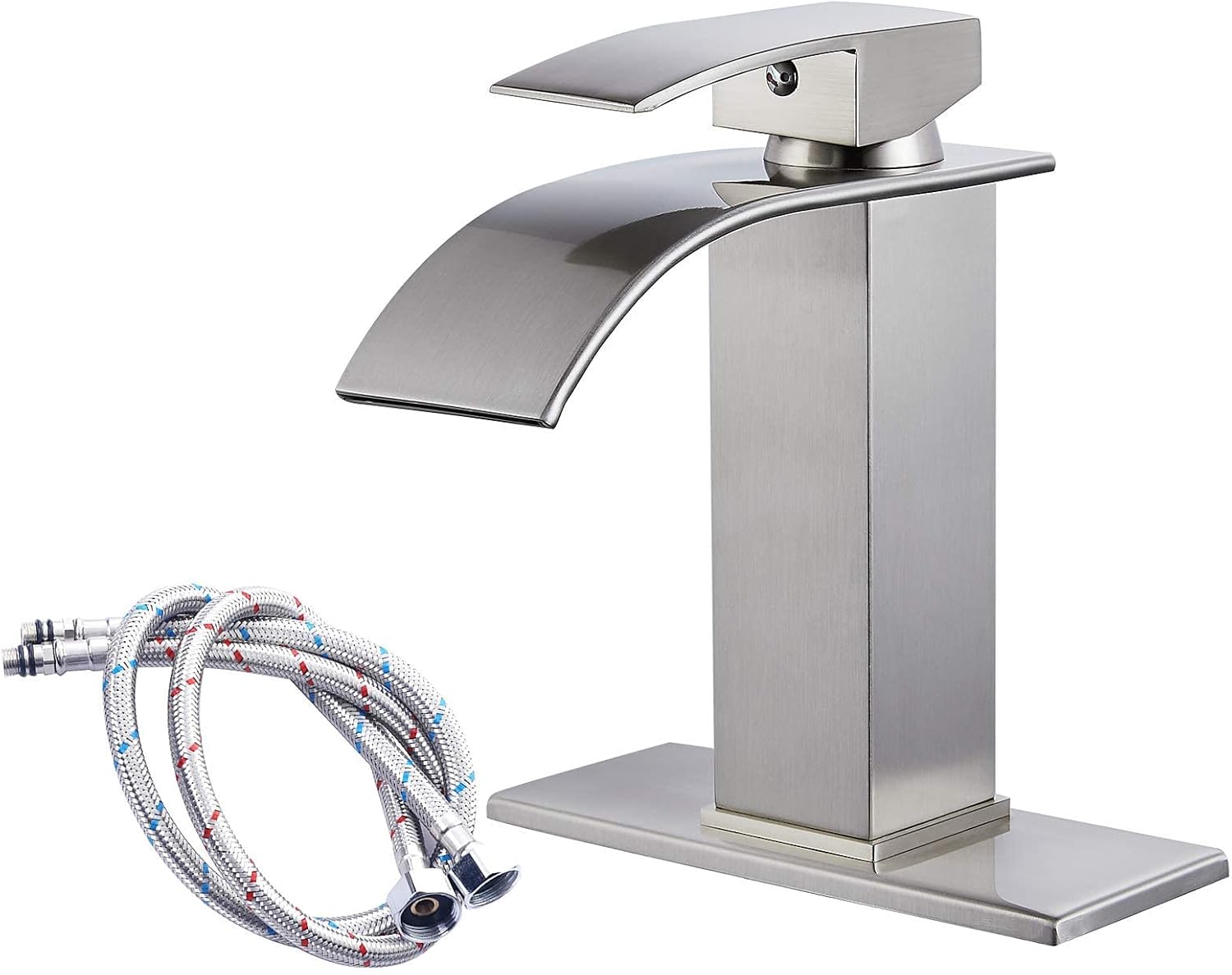 Airuida Brushed Nickel Wall Mount Bathtub Faucet With Ceramic Handheld Shower Sprayer Matching with Waterfall Bathroom Faucet Brass Single Handle