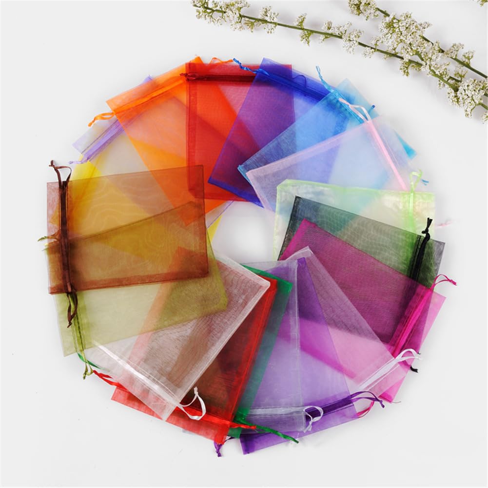 Lot de 140 sachets en organza 20 x 30 cm – Sacs cadeaux avec cordon de serrage - Petits sachets en organza à remplir - Sachets de lavande - Sacs cadeaux pour mariage, fête et Noël (bleu lac)