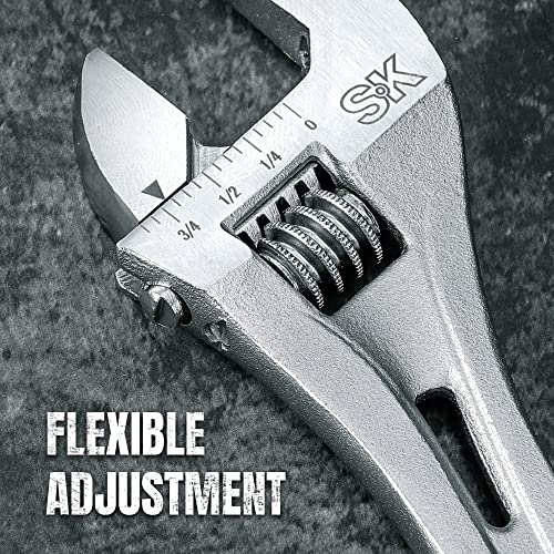 Sk 6-Inch Adjustable Wrench, 3/4" Jaw Capacity, Cr-V Steel, Sae&Metric Scales #TOP2