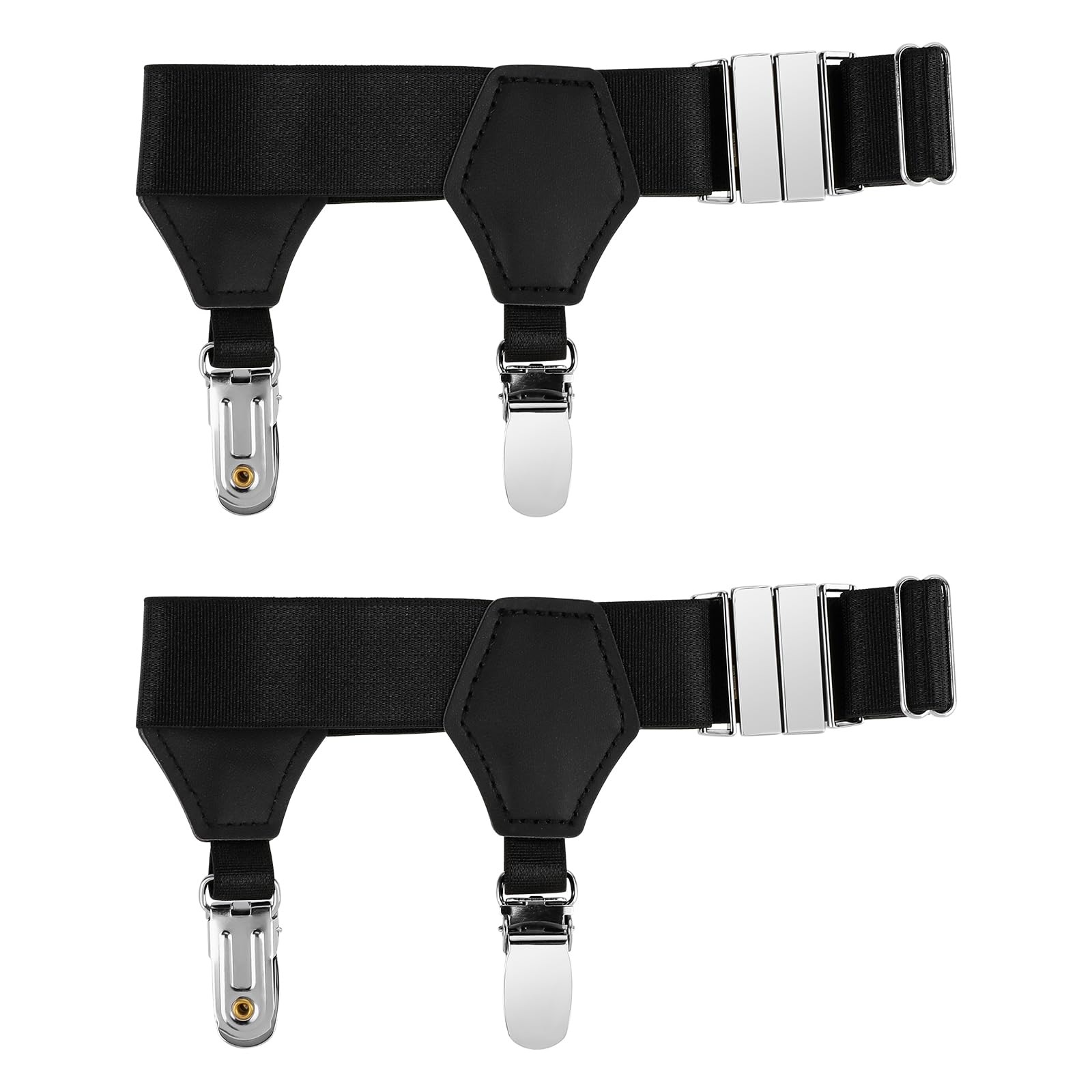 Mozeat Lens 1 para skarpet, podwiązek, szelki męskie, regulowane uchwyty na skarpety, czarne, regulowane podwiązki, klipsy, antypoślizgowe paski na skarpety, czarny, 2,50 cm, gefaltete Länge: 16 cm