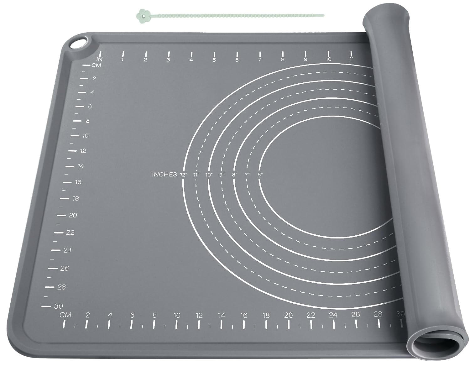 Silicone Pastry Mat 24" x 16" Baking Mat with Measurements and Edge Heightening, Thick Non-slip Food Grade Silicone Pad for Countertop Rolling Kneading Dough, Bread, Cookies,Pizza, Fondant,Dark Gray — image 1