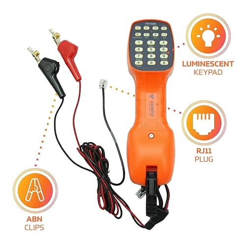 Miniatura 6 de Tempo Communications TM-500 Lineman - Juego de prueba de teléfonojuego de tope - grado profesional último modelo