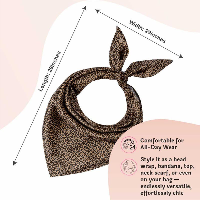 Image of Hair Drama Co. Elastic Bandana Head Scarf for Women | Silk Satin Head Wrap Bandana Scarves | Boho Style Statement Headband Stylish Design | All Day Wear Scarves | Hair Scarf Accessories