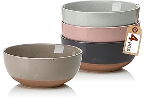 4-Piece Morandi Color Ceramic Platos Hondos para Sopa
