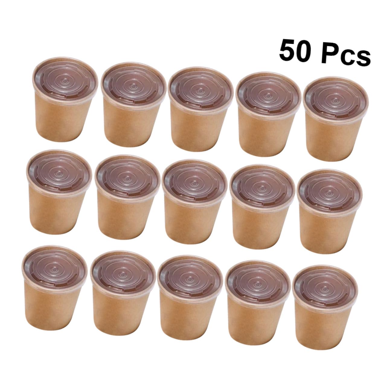 Einweg Suppenbecher 12 Oz 50 Stück aus Kraftpapier mit Deckel