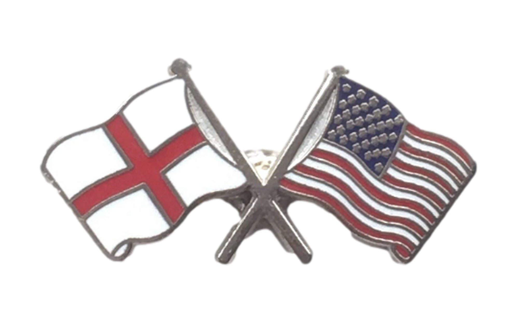 England & U.S.A. America Flags Friendship Courtesy enamel Lapel Pin Badge T956