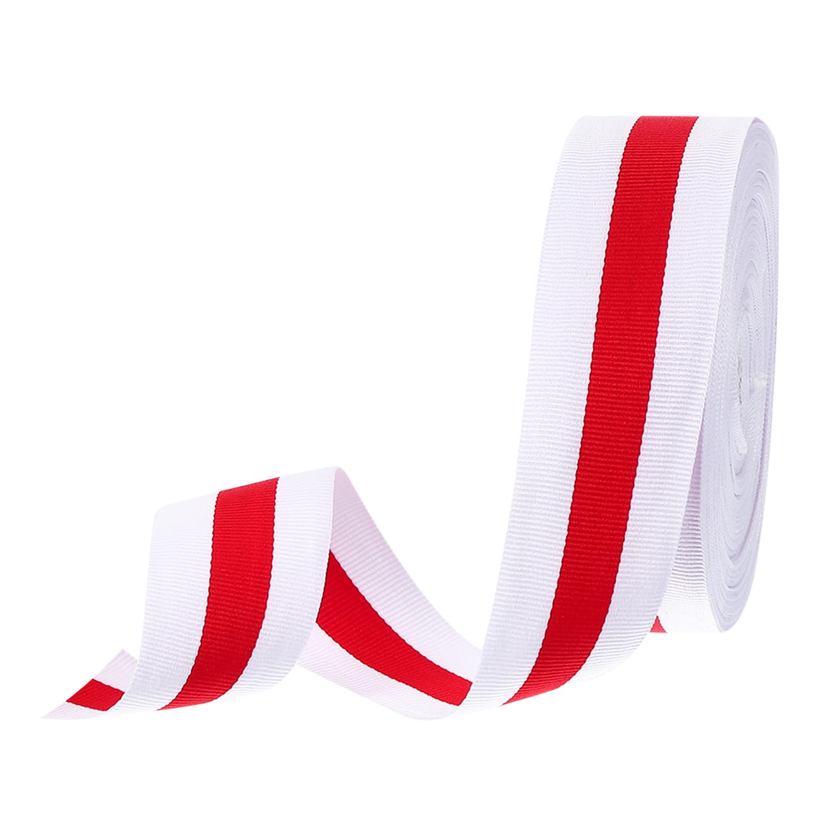 PATIKIL 1-5/8" White Red Striped Grosgrain Ribbon