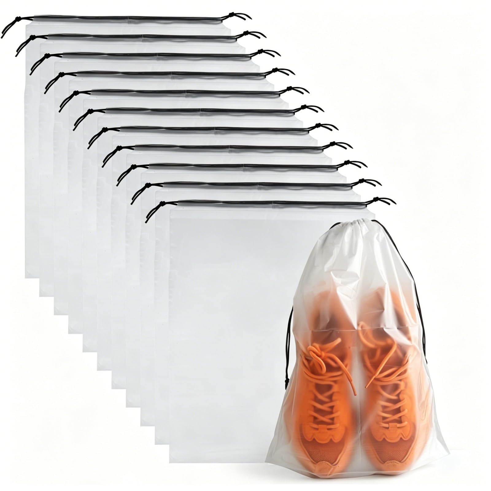 12 szt. torby na buty do podróży PLULON przezroczysty sznurek podróżne torby na buty do pakowania wodoodporne pyłoszczelne buty organizer etui akcesoria podróżne torba do przechowywania butów dla