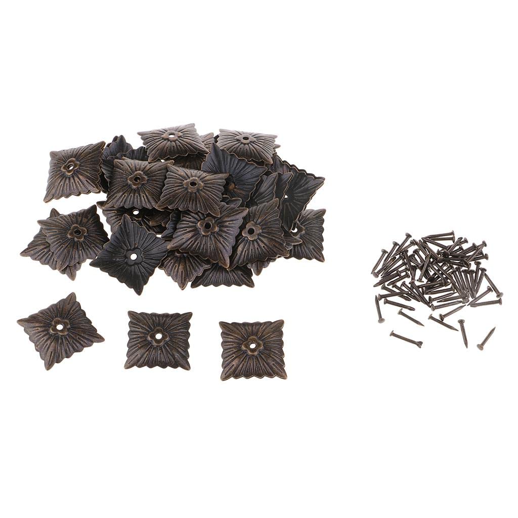 50 Pieces Vintage Square Flower Design Iron Tack Nails Stud Pins Sofa Furniture Wall Upholstery Sofa Door Decoration Multi-Purpose Craft Supplies | Other Multi-Purpose Crafting-image-43
