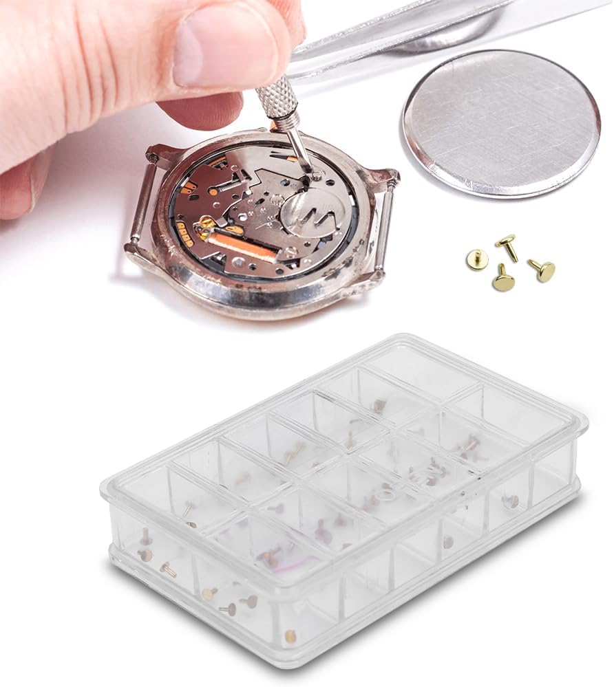 Watch Repairing Dial Feet, Copper Watch Dial Feet Assortment Spares Repairs Parts Multiple Compartments Box for Wristwatch Watchmaker