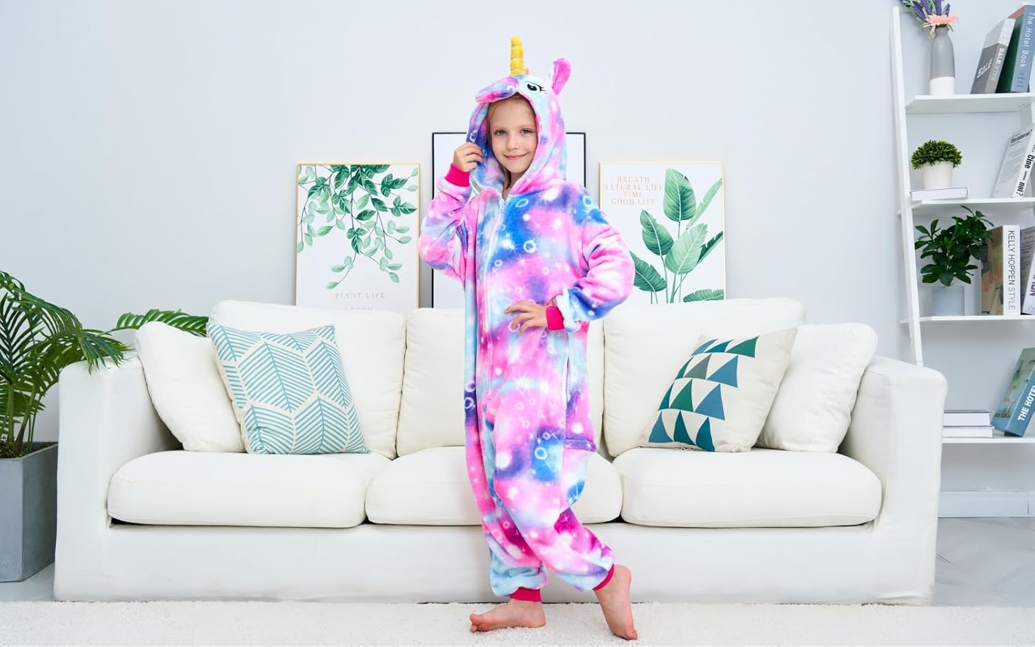 Unisex Kids Unicorn Onesie Girls One Piece Pajamas Halloween Cosplay Costume Sleepwear - Image 3