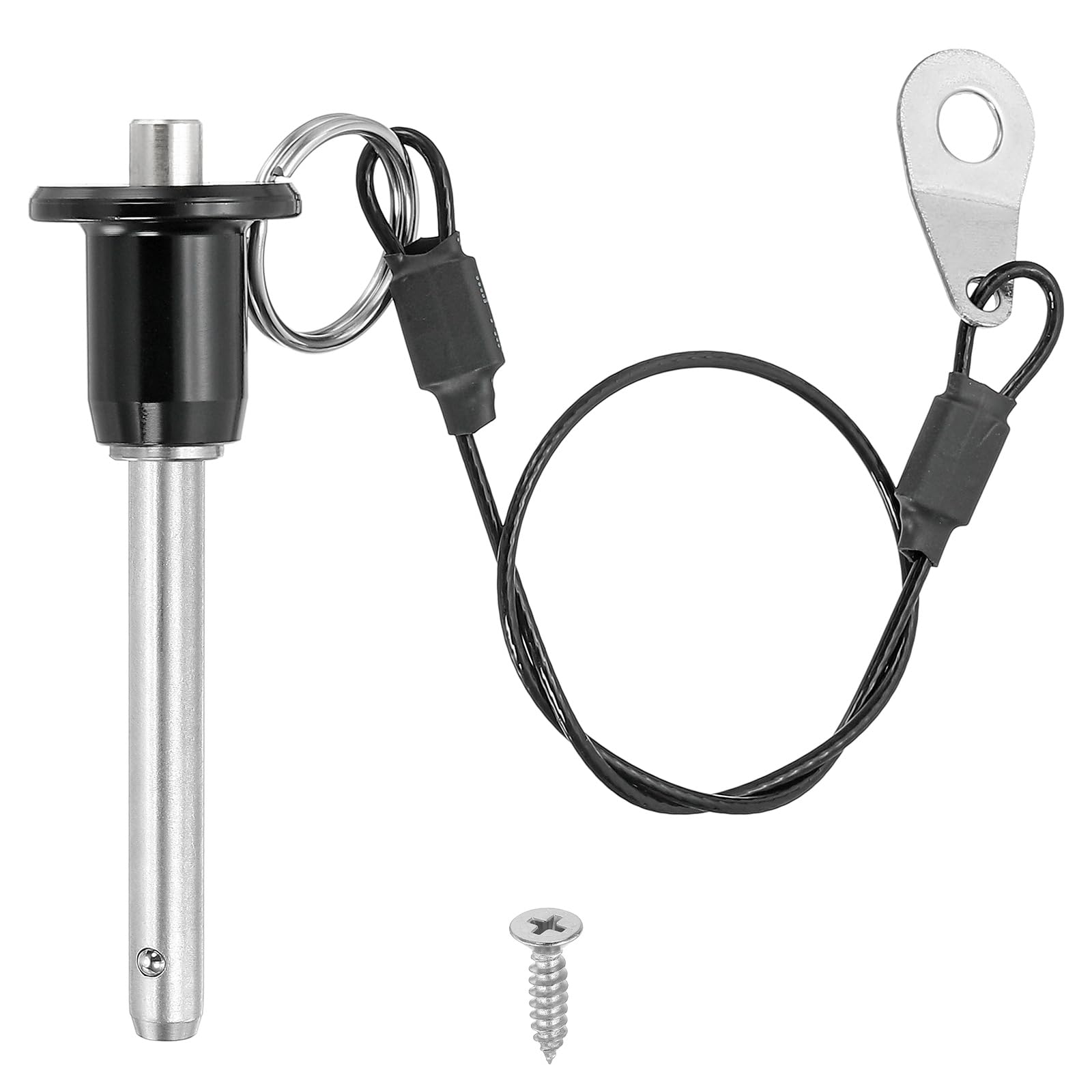 PATIKIL 1/4"(6mm) Diameter 304 Stainless Steel Quick Release Pin, Usable Length 1.6"(40mm) Push-Button Ball Locking Pin with 25cm Lanyard Cable M5 Screw, Silver
