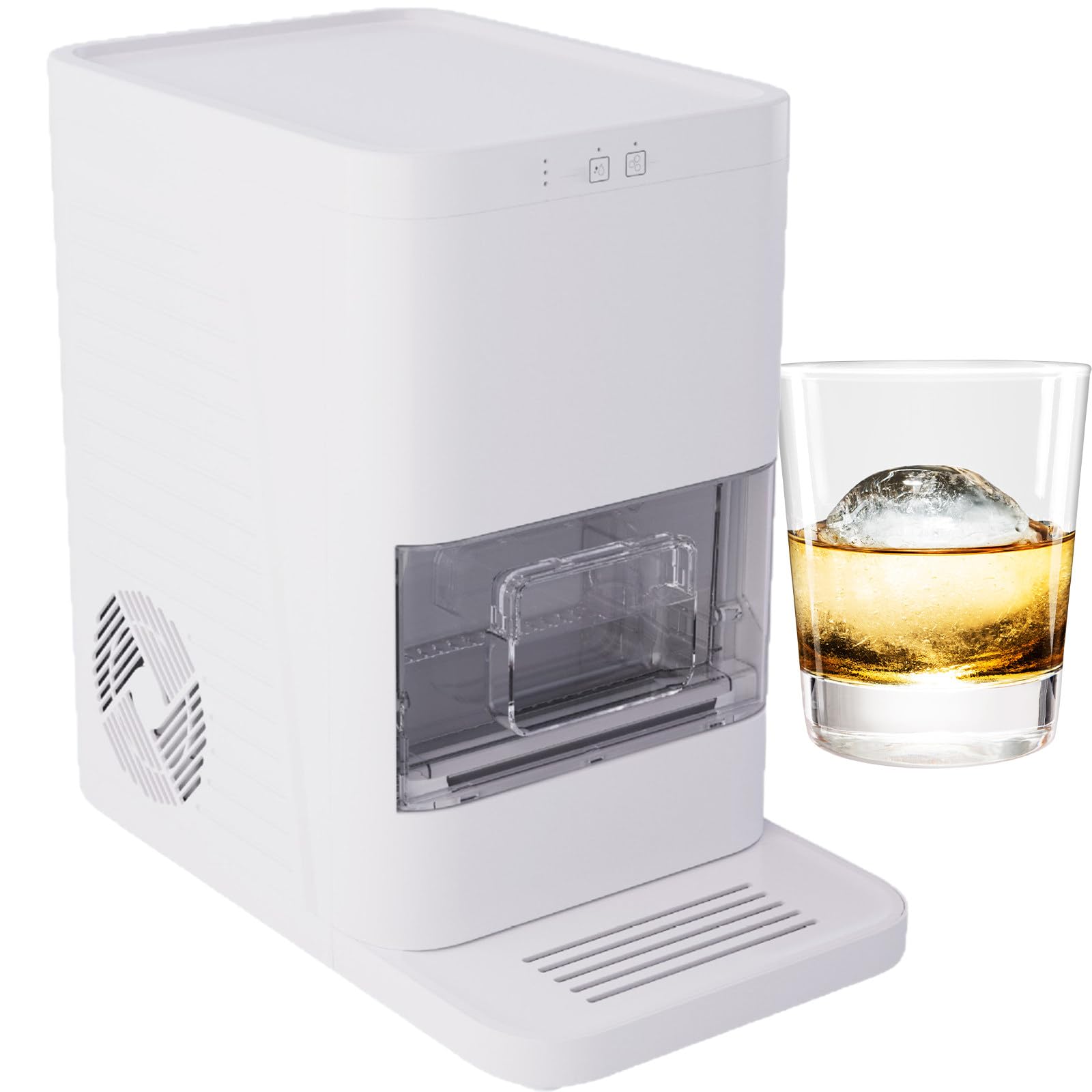 Máquina de hielo transparente con sistema de autolimpieza rápido, panel táctil LCD, capacidad para almacenar de 8 a 10 bolas de hielo, silenciosa, ideal para colocar sobre la encimera, en el hoga