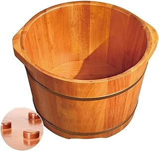 Bacia de madeira para pés de barril de madeira para pés, bacia de madeira de cedro maciço para banho de pés, bacia de pedicure Spa massagem Banheira de madeira para pés, com tampa com massageador