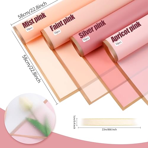 Miniatura 3 de CCINEE 24 hojas de papel de regalo de flores, paquete de papel de embalaje impermeable o caja de regalo, paquete de papel de embalaje de ramo de