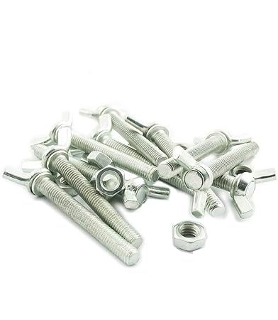 MEC Wing Bolt 10PCS M6x50 Zinc Plated Carbon Steel Butterfly Head Screw with Hex Nuts