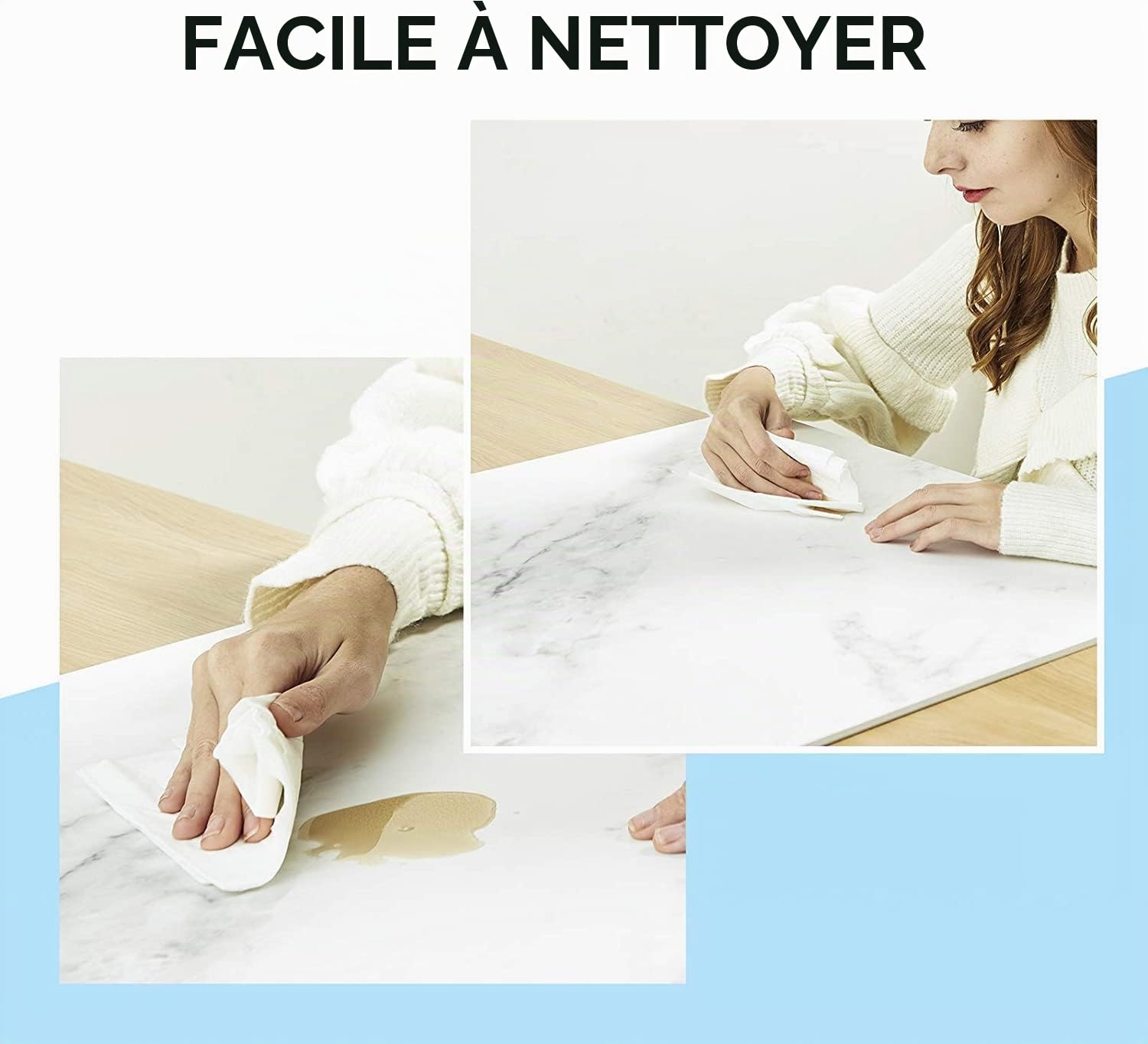 ZUOMIDIE Lot de 5 Toiles de Fond Double Face 10 Motifs 40x40 cm Fond Blanc Marbre Grain de Bois Kit Texture Plat Lay Verticale avec 4 Pinces en Carton
