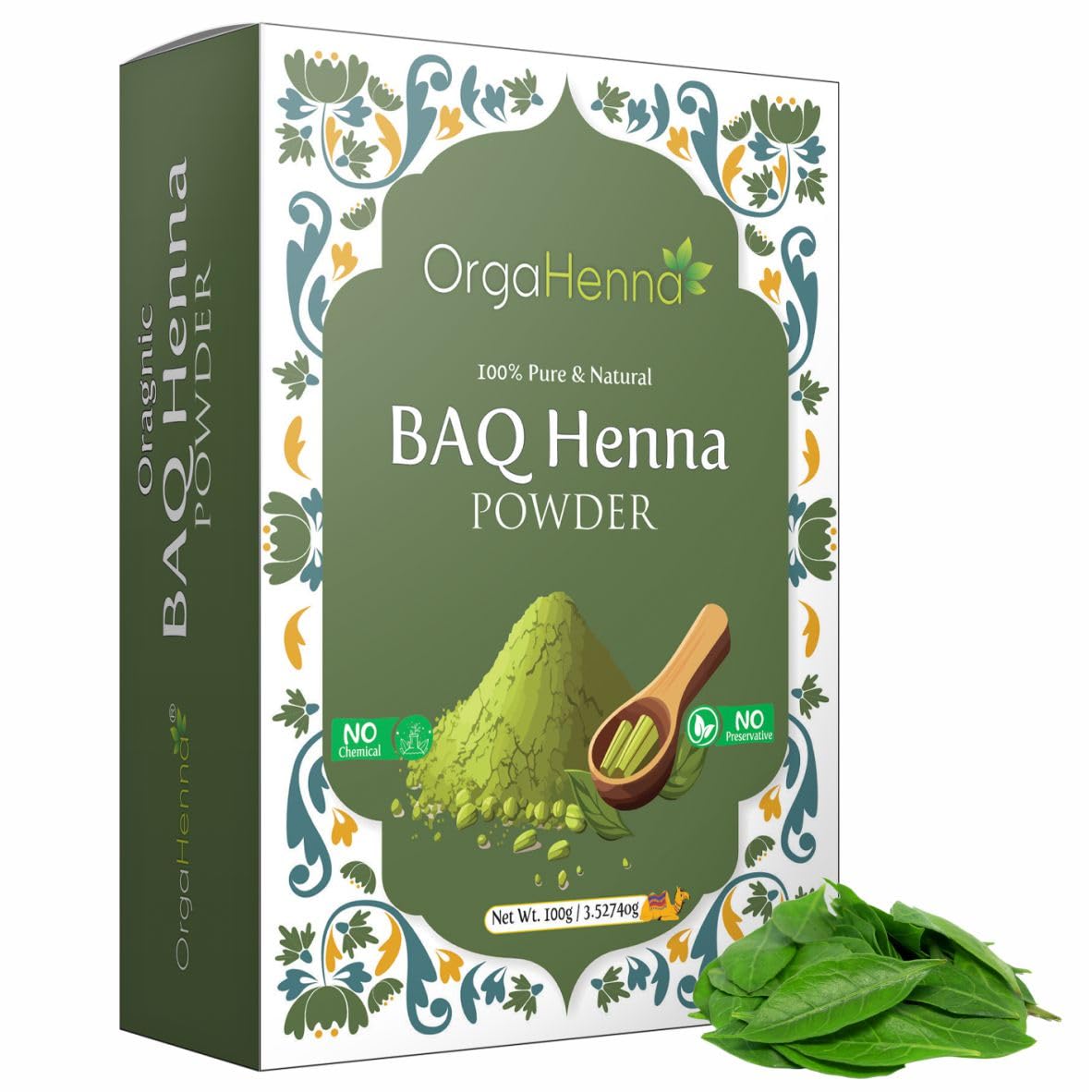 OrgaHenna BAQ Henna Powder | 100% Pure & Natural | Body Art Quality (BAQ) | Herbal Hair Color & Conditioner | Chemical-Free, Vegan | 100g-picture-21