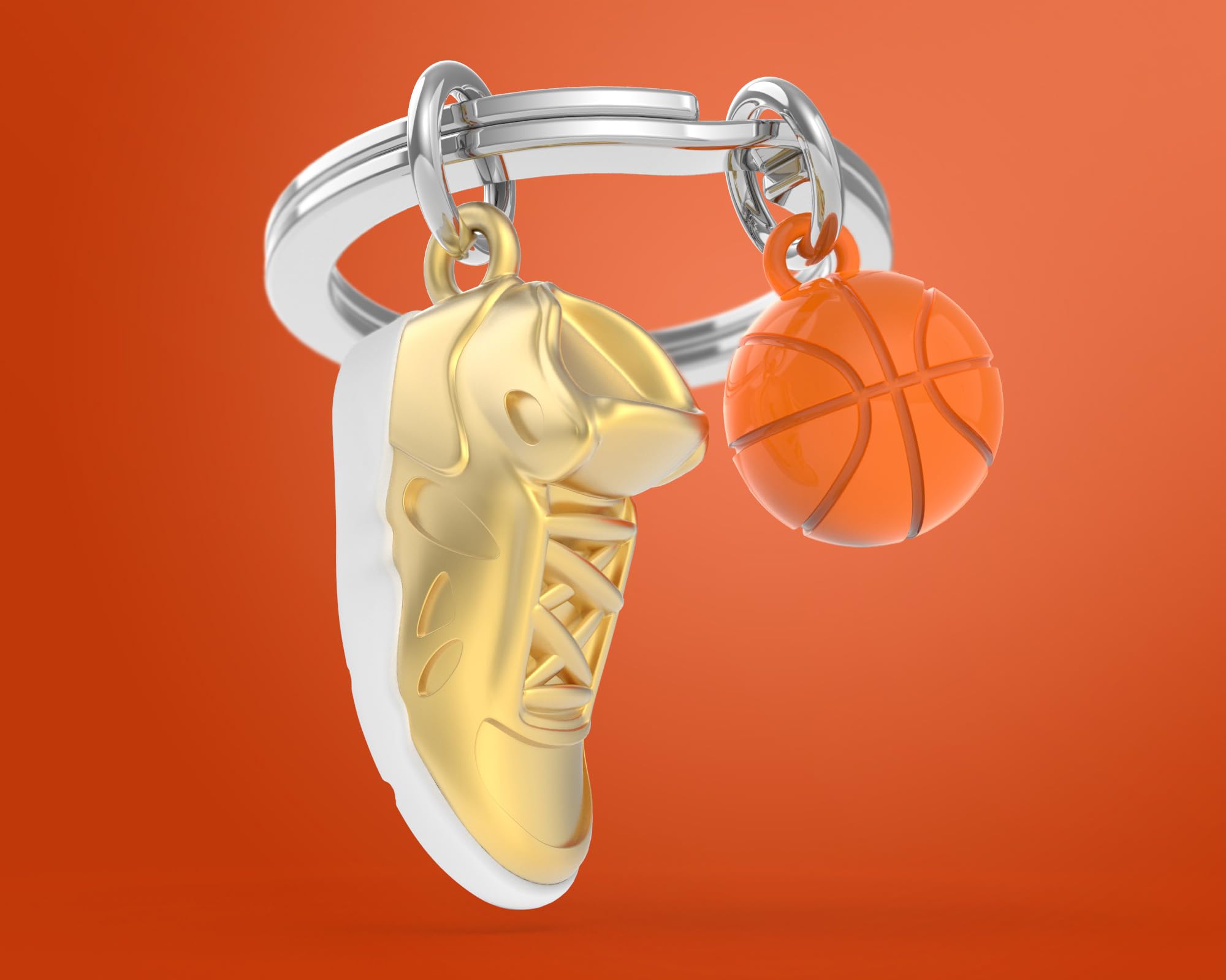 METALMORPHOSE - Metalowy breloczek do kluczy 3D do koszykówki - sportowa pasja, prezent dla mężczyzn, prezent dla kobiet i igrzysk olimpijskich, złoty, Taille unique, Nowoczesny