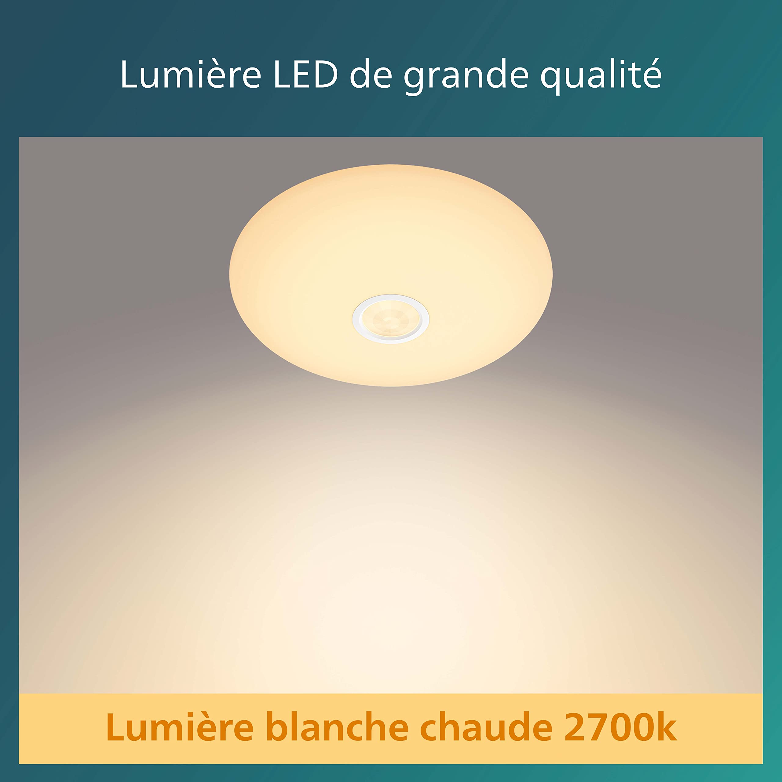 Philips Mauve plafonnier avec détecteur de mouvement, 6W, 2700K, Blanc