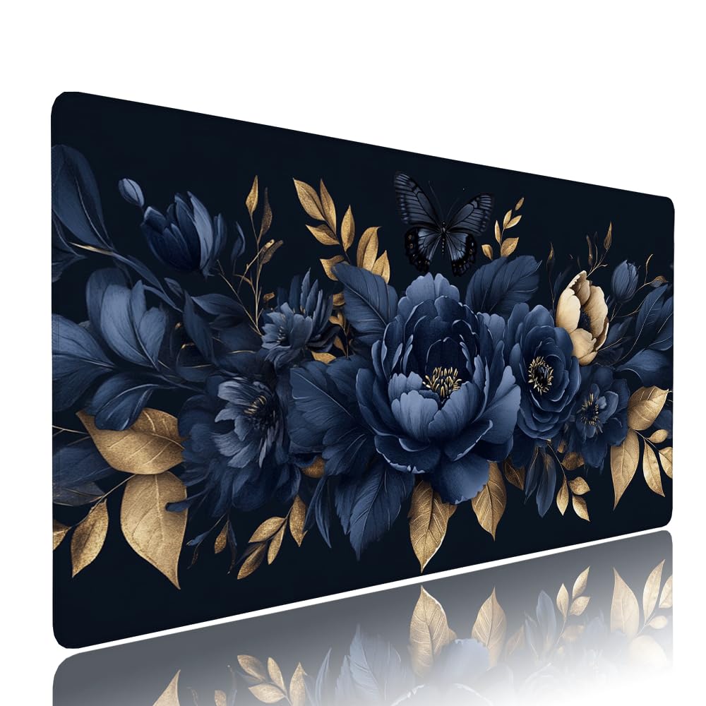 Alfombrilla de Mouse para Juegos, Nero, XXL, Antideslizante, Impermeable, Diseño de Fiore, Extendido, Grande, 1200x600x3mm, para PC, Laptop, Ufficio, Famiglia d-367