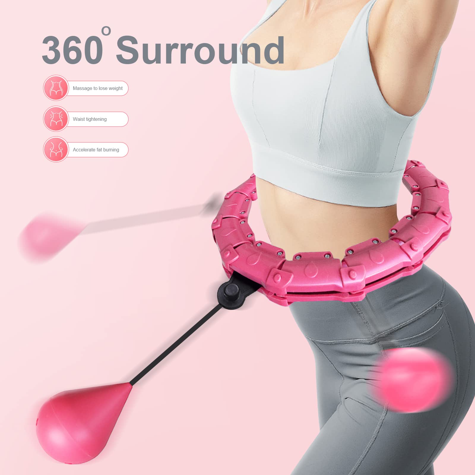 Jinkey Hullahub Reifen zum Abnehmen, Hula Hup Reifen Erwachsene 28 Teiliger Abnehmbarer Hulahupreifen Smart Hula Fitness mit Gewicht für Fitness, Anfänger und Gewichtsverlusttraining