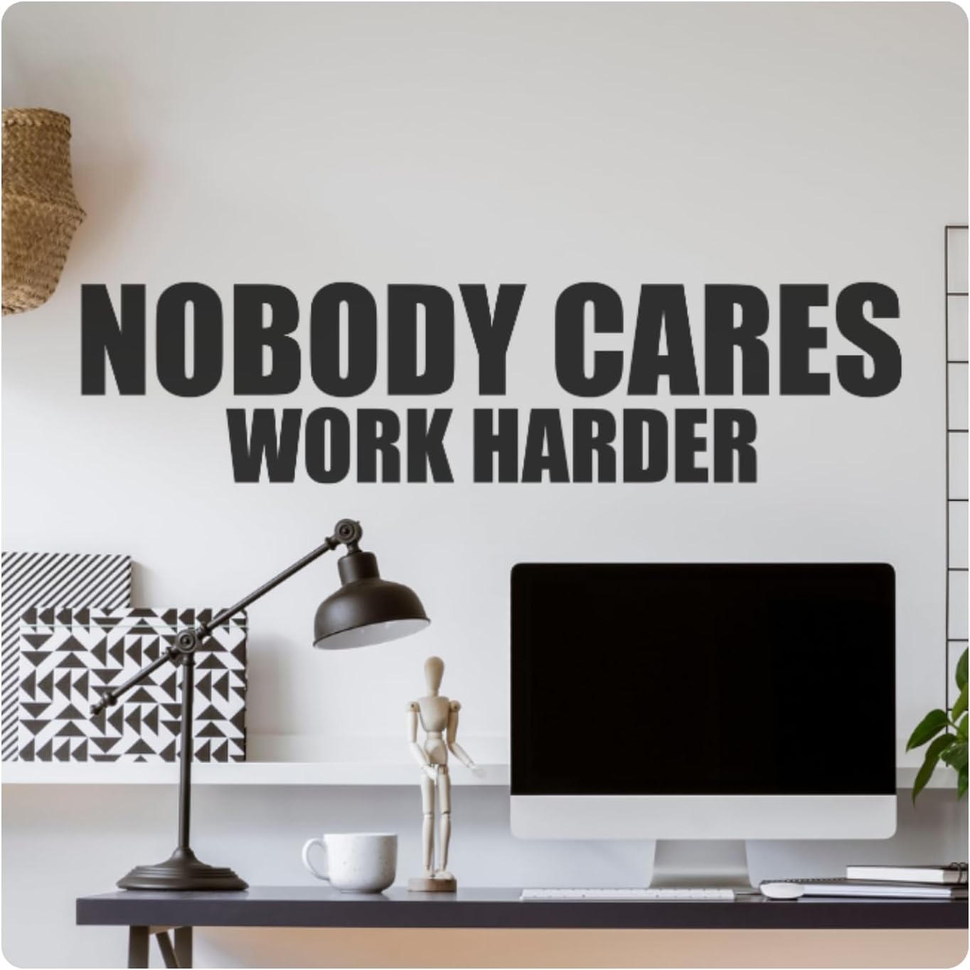 My Vinyl Story - Nobody Cares Work Harder - Inspirational Motivational Wall Decal Sticker Quote Art Decor Positive Saying Home Office Gym, Removable (White, 60x15 inches)