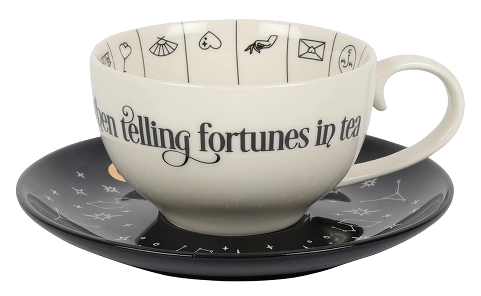 Teetasse Wahrsagerei Astrologie zum Teeblätter lesen mit Anleitung - Keramik Tee Tasse Hexe, Halloween, Tee Becher