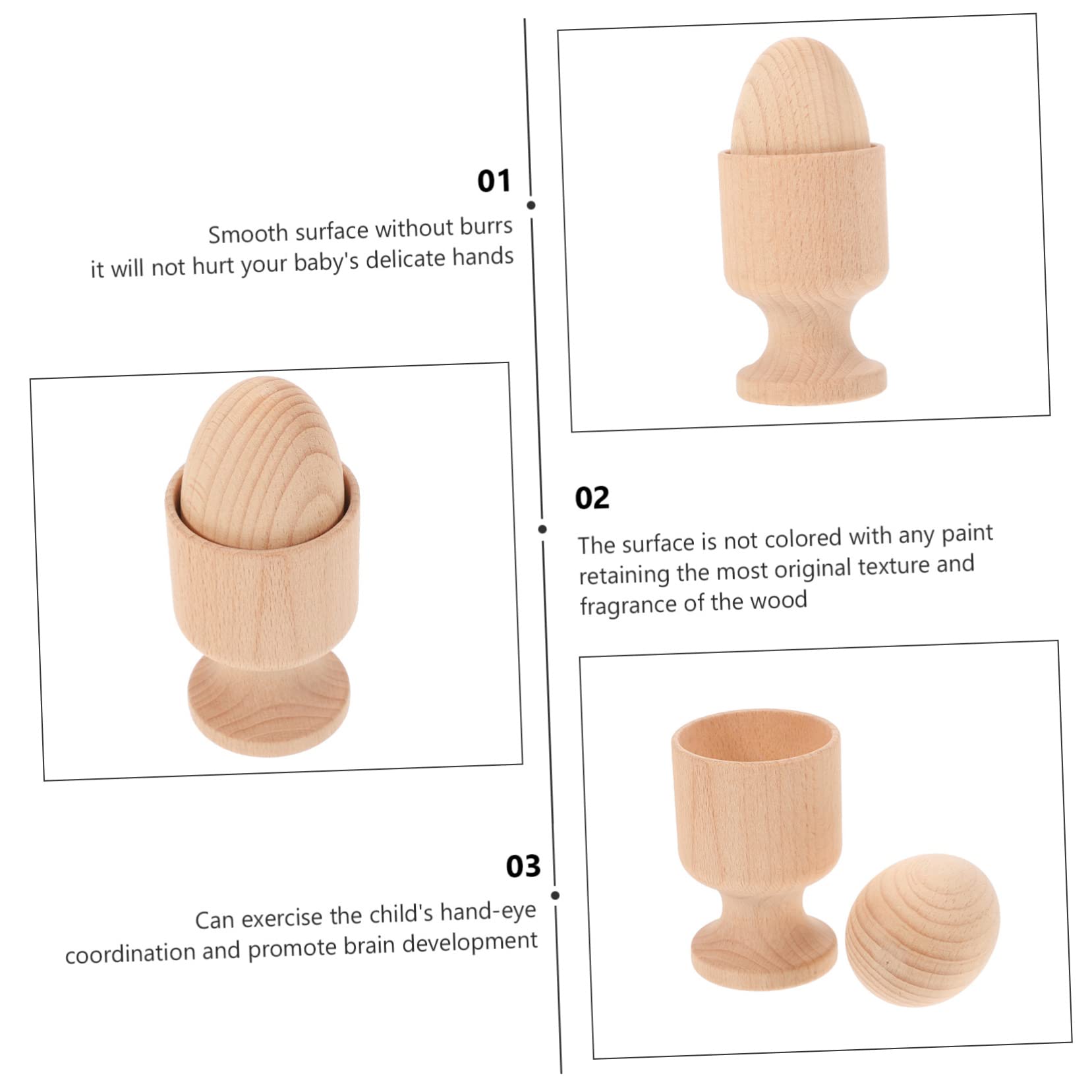 STOBOK Wooden Egg Cup Ball Toy Set for Kids Early Education Hand-Eye Coordination Preschool Training Montessori Sensory Development - Image 4