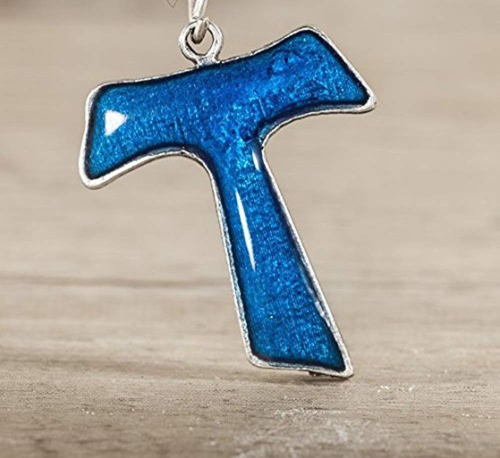 Eurofusioni Ciondolo Tau PAX placcato argento - Charms per bomboniere, bigiotteria, bracciali e decorazioni fai da te - h 1,8 cm - 10 pezzi