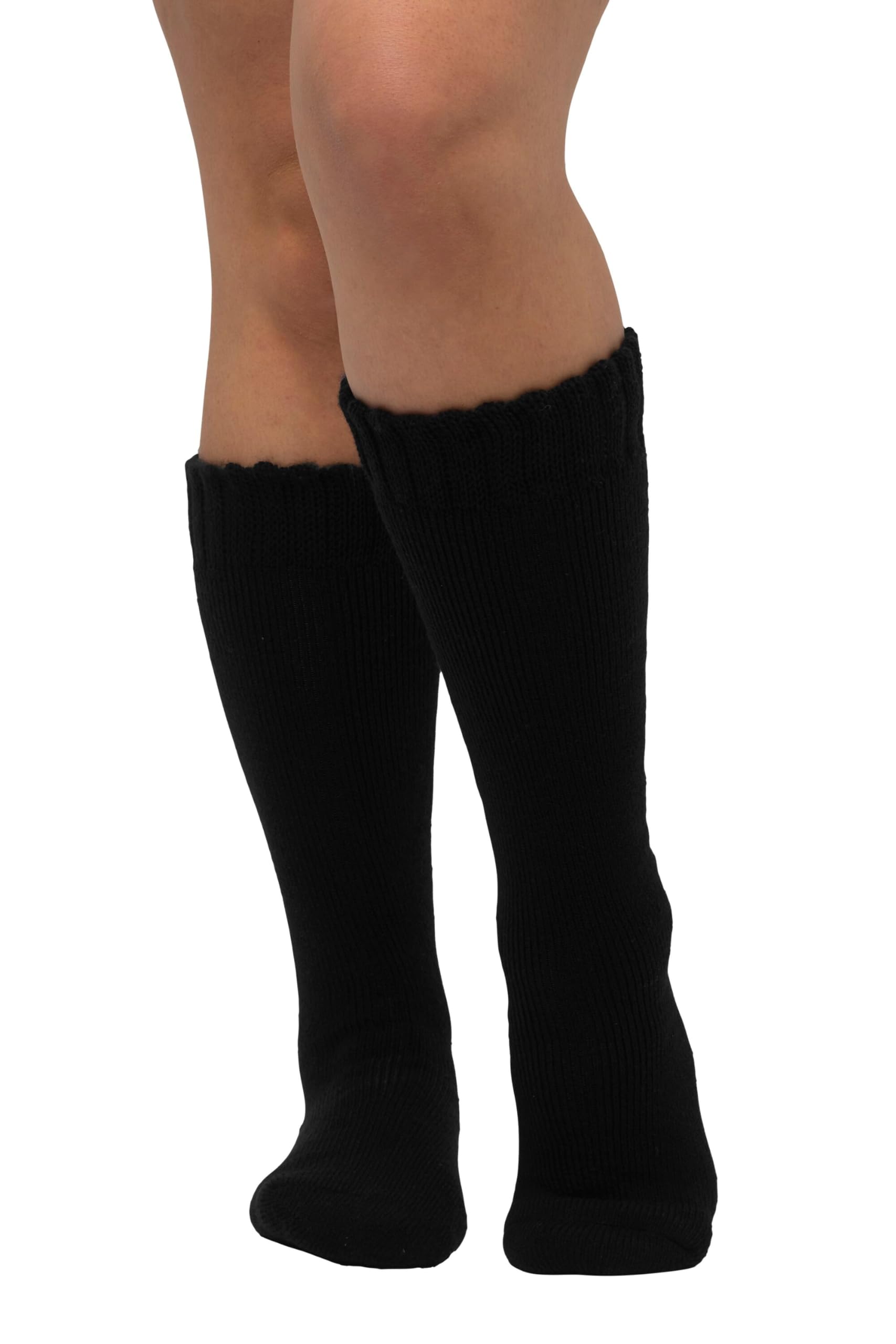 Ulla Popken Ladies Plus Size Plus Size Knee High Socks Fleece Inside Wide Cuff 820839, black, 39-42 Große Größen