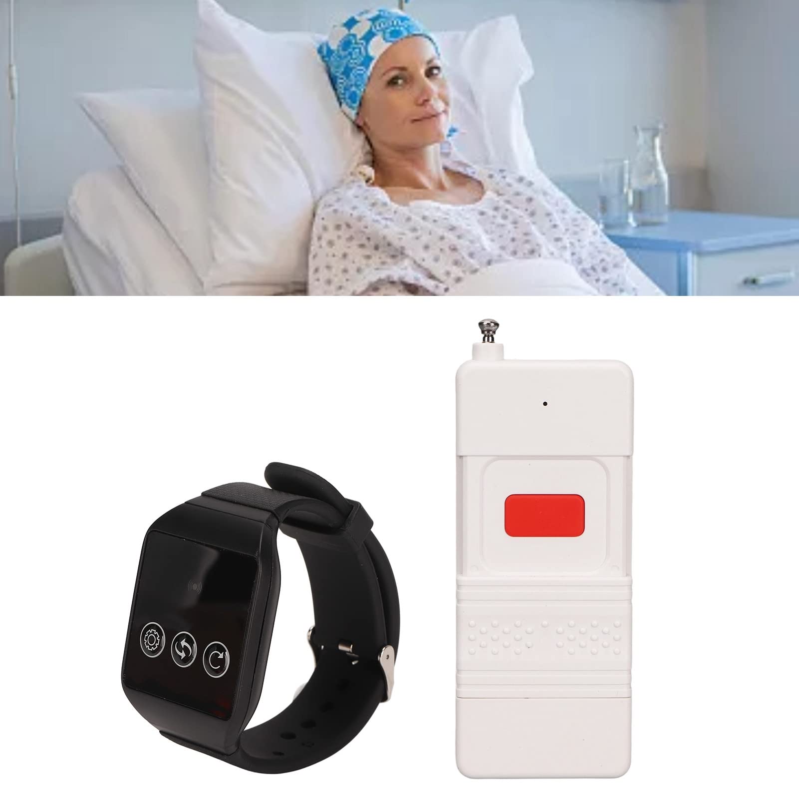 Système D'alerte sans Fil pour Soignant, Téléavertisseur, Infirmière, Appel SOS, avec Lumière de Portée de 1000 M, Flash Lumineux, Buzzer Vibrant, pour Patients âgés et