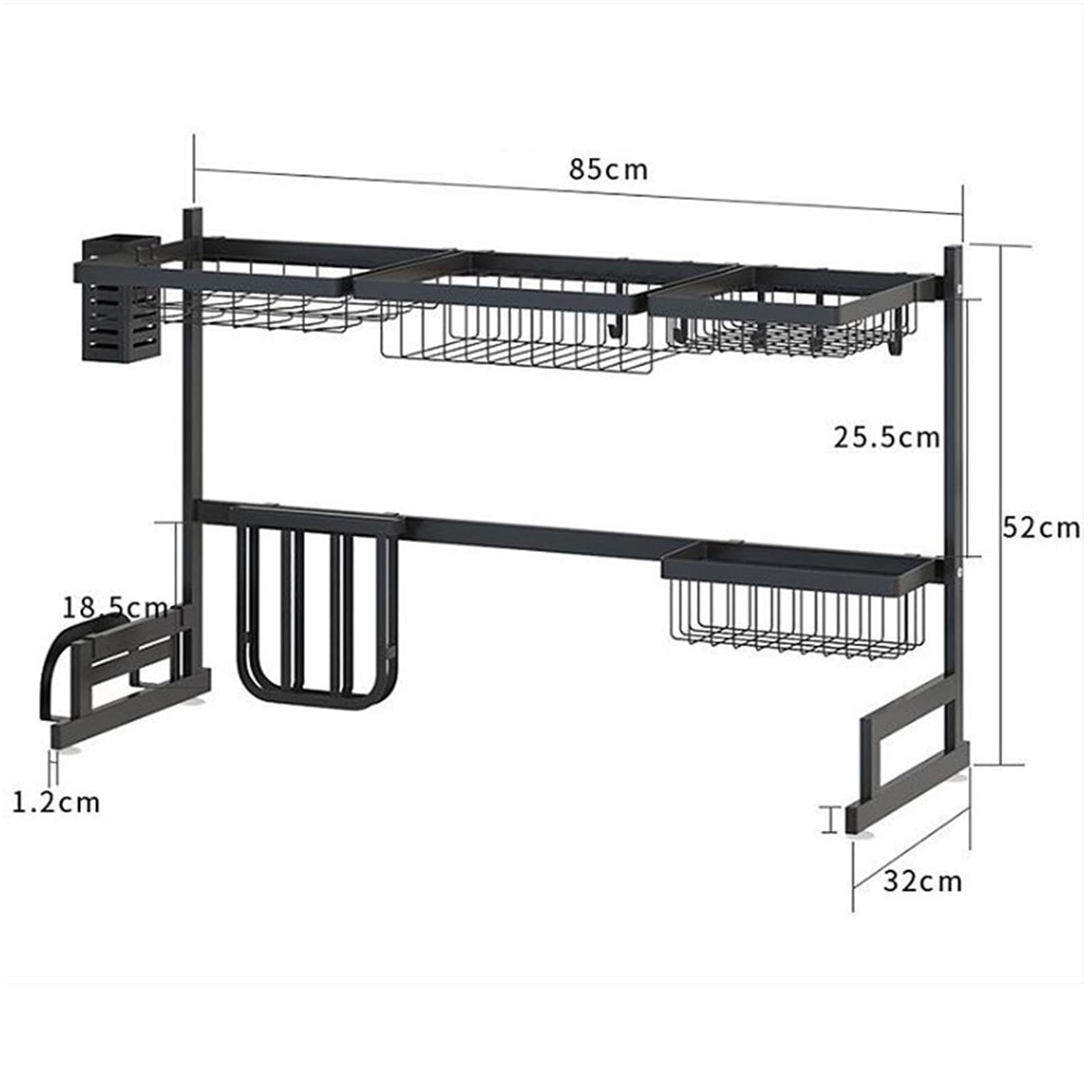 Homewell - Escurridor de platos de cocina, escurridor de platos y fregadero de acero inoxidable en el fregadero, escurridor con soporte para platos y marco de tabla de cortar
