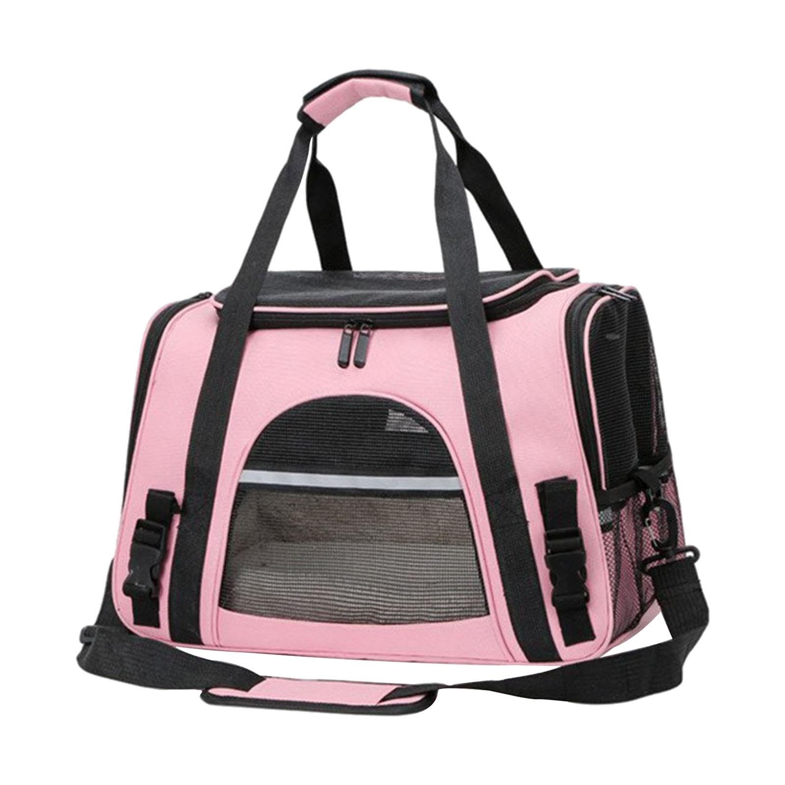Bolsa Transportadora para Mascotas, Bolsa Transportadora para Gatos, Bolsa de Viaje para Mascotas Suave de Gran Capacidad con Cremallera Y Correa para, Rosa