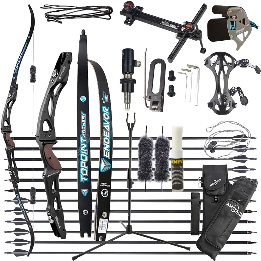 wolfman 18-44 Lbs Recurve Bow Set Adult ILF Bow Riser CNC Machined Aluminum Alloy Archery Competition Bow Arrow Set Huntingbow Right Handed for Training Shooting Compete