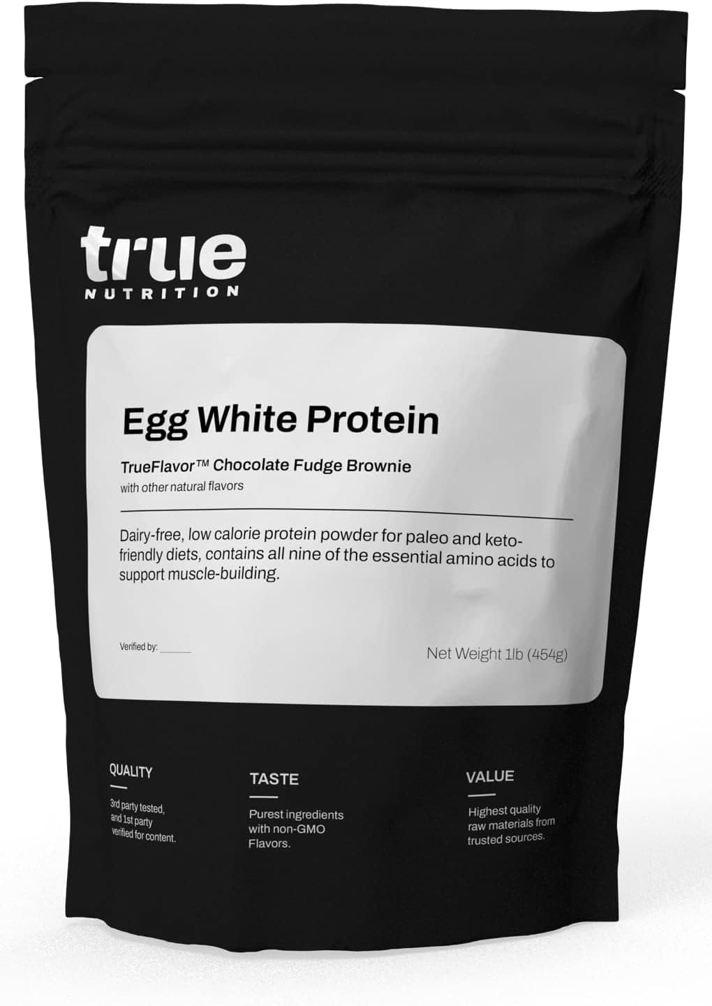 True Nutrition Egg White Protein Powder - 24g Dairy Free Lactose Free Egg Protein - Paleo, Keto, Carnivore, Gluten Free, Soy Free, Non-GMO - Chocolate Fudge Brownie - 1 lb