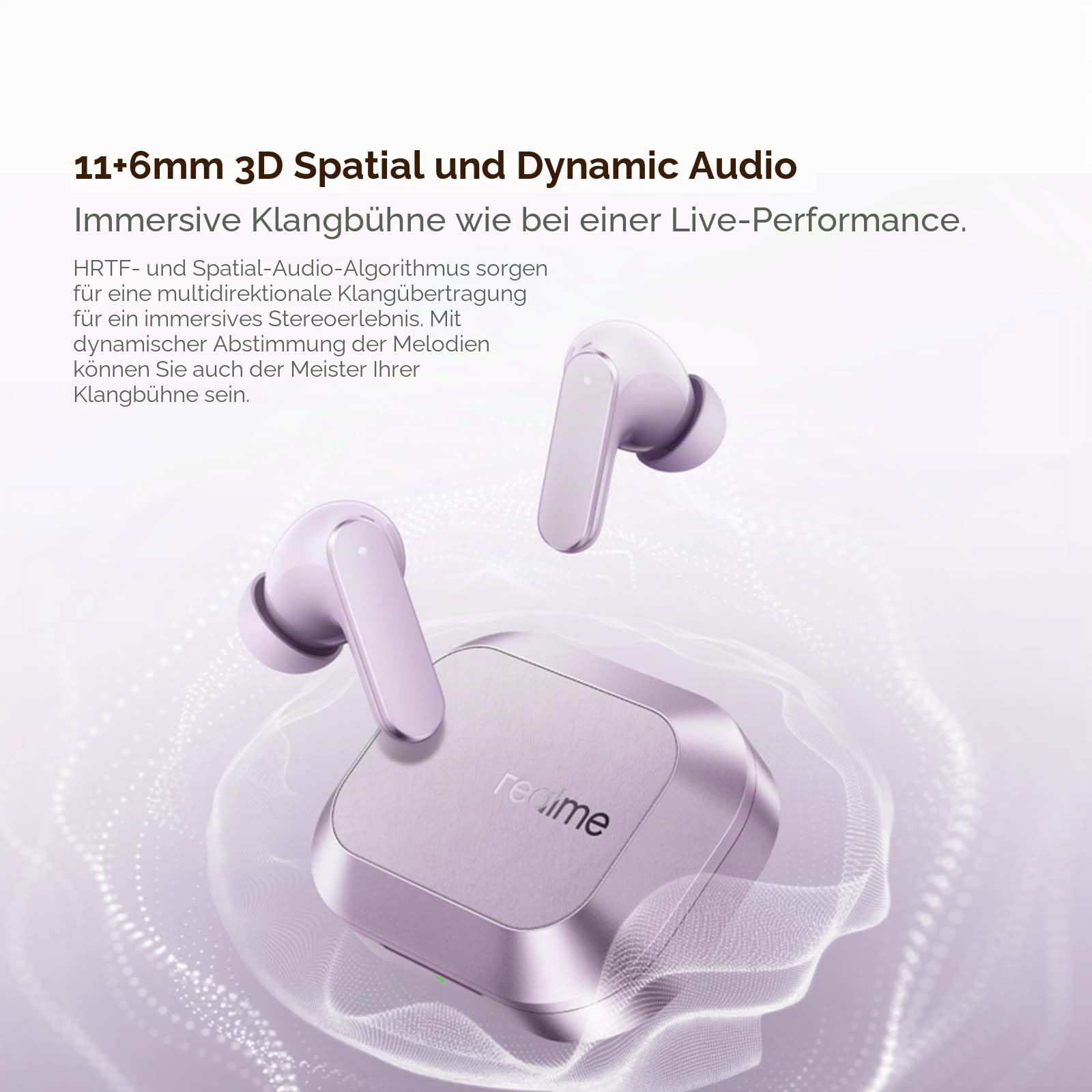 realme Buds Air8 In Ear kopfhörer Bluetooth mit 58h Spielzeit, AI-Übersetzer, Google Gemini, Hi-Res, LHDC 5.0, IP55, 6-Mikrofon & 45ms Latenz, 3-Geräte Verbindung, Flagship Kabellose Kopfhörer, Grau