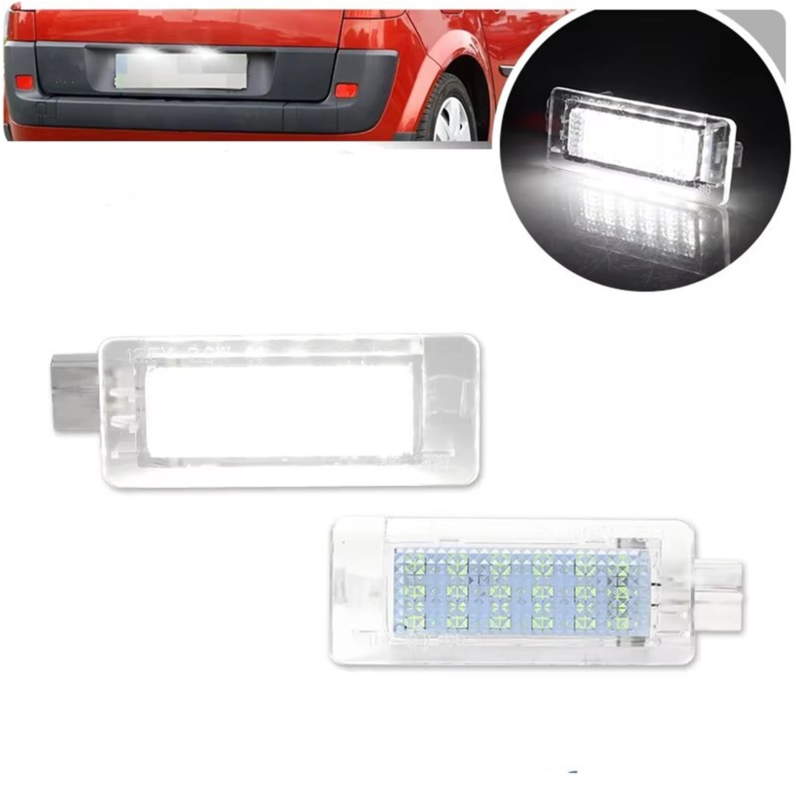 Luce targa per Espace, Scenic, Laguna, Fluence, Captur, Modus, bianca, blu ghiaccio (2 pezzi)