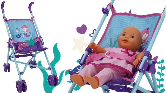 Watch Mermaid Doll Umbrella Stroller