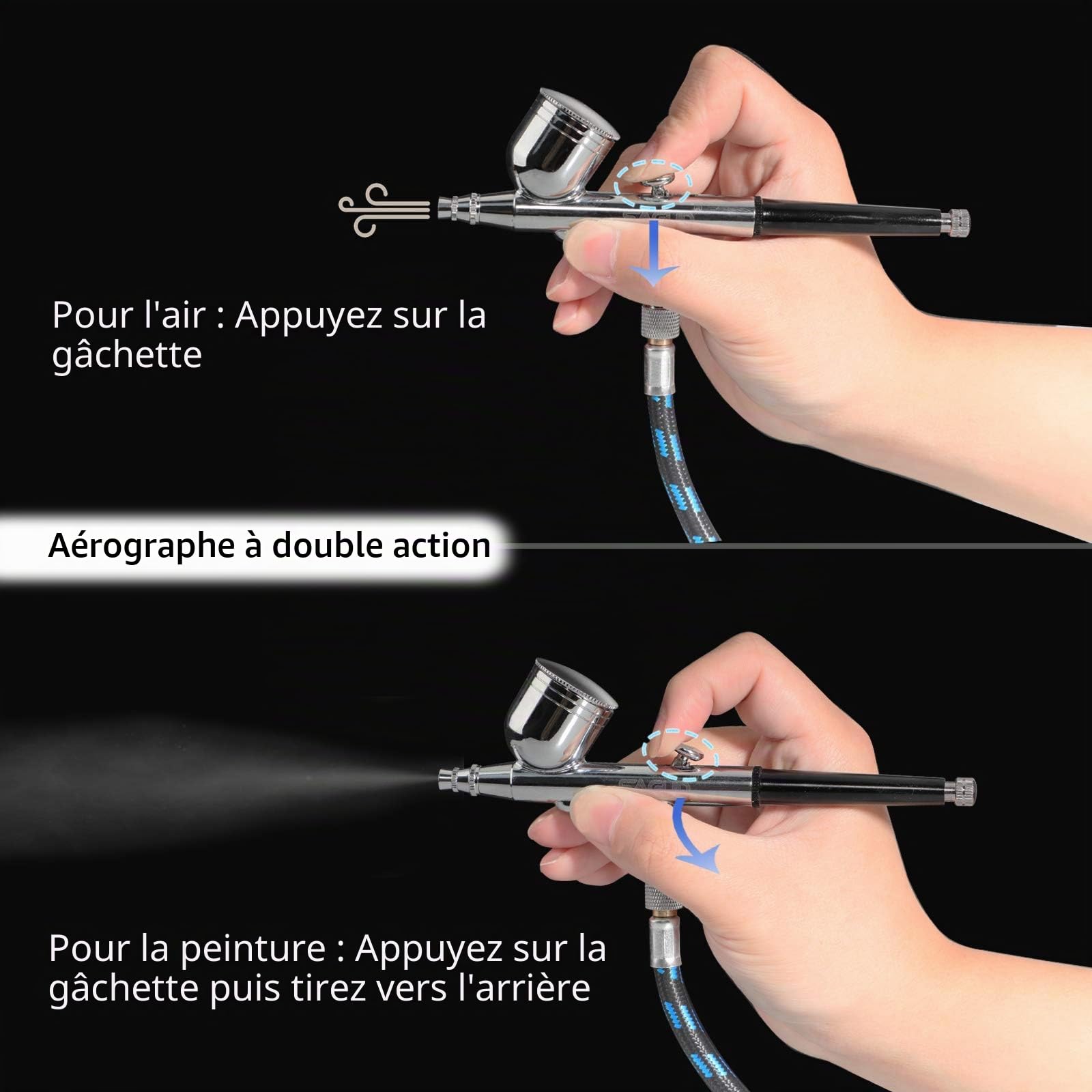 Mini kit d'aérographe Portable avec compresseur aérographe à Double Action pour décoration de gâteau, Loisirs, Bricolage, Ongles, Maquillage avec kit de Nettoyage aérographe