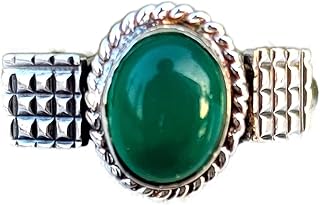 Green Onyx Ring, Green Stone Ring, August Birthstone Ring, Boho Ring, Promise Ring, Handmade Ring, Gift For Her, Women Ring Charm Ring, Daily Wear Ring, Cocktail Ring, Best Gifts Forever, Statement Ring, Hippie Ring, Meditation Ring, Cabochon Ring, Natural Green Onyx Jewelry