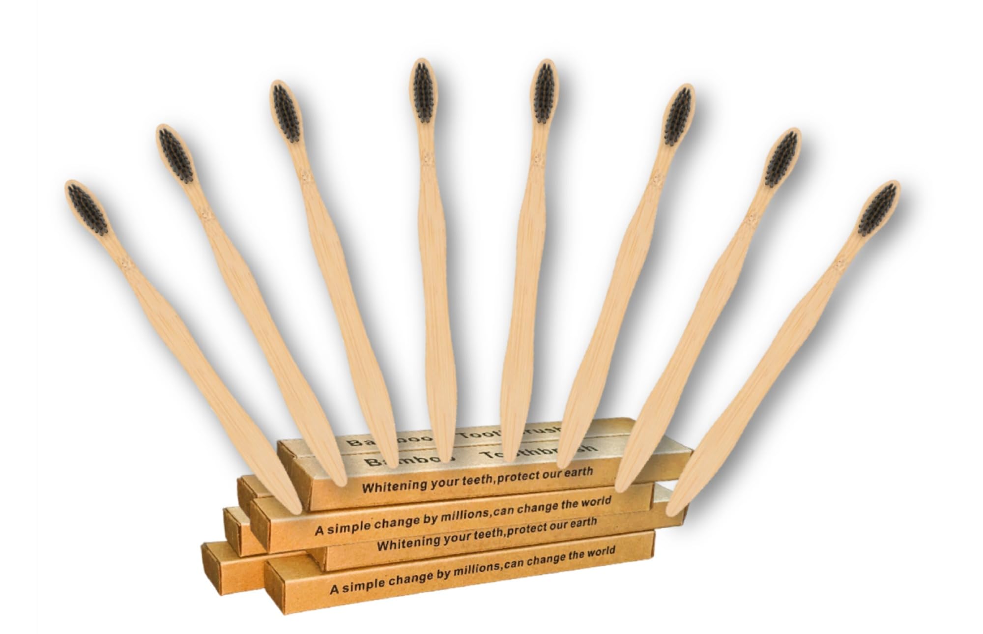 ecobee Think Green Bamboo Toothbrush - Soft | Sustainable Oral care | BPA Free toothbrush & Charcoal infused Bristles (Set of 2)