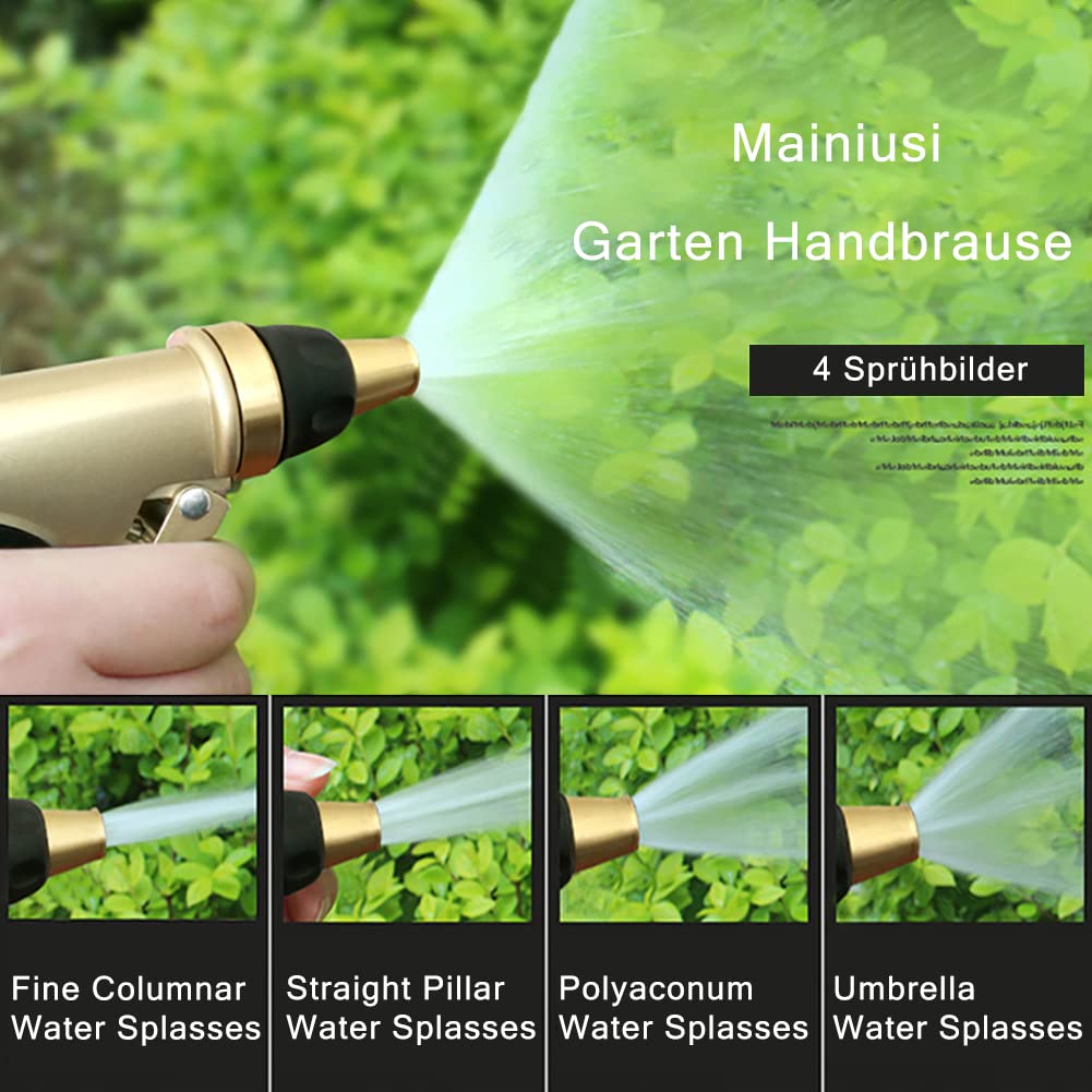 Pistola d' Acqua Giardino, in Metallo, con 4 Modalità, Regolabili, Alta Pressione, Irrigazione Prato, Lavaggio Auto