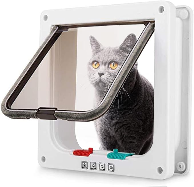Large Cat Door (9.8" x 9.3" Exterior Dimensions) 4Way Locking Indoor