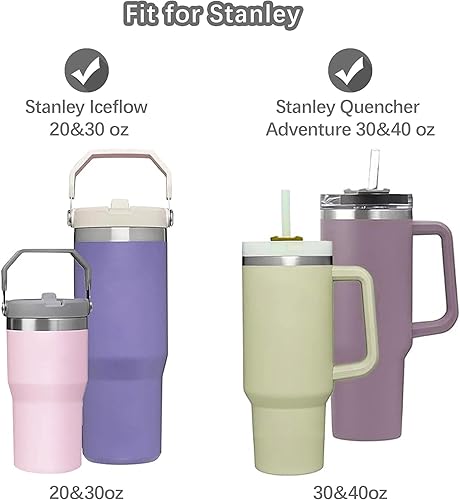 Miniatura 4 de Thimmamma Botas de silicona para Stanley Cup, 2 unidades, funda reutilizable para botas, paquete de 2 tapones para derrames para Stanley Cup de 40