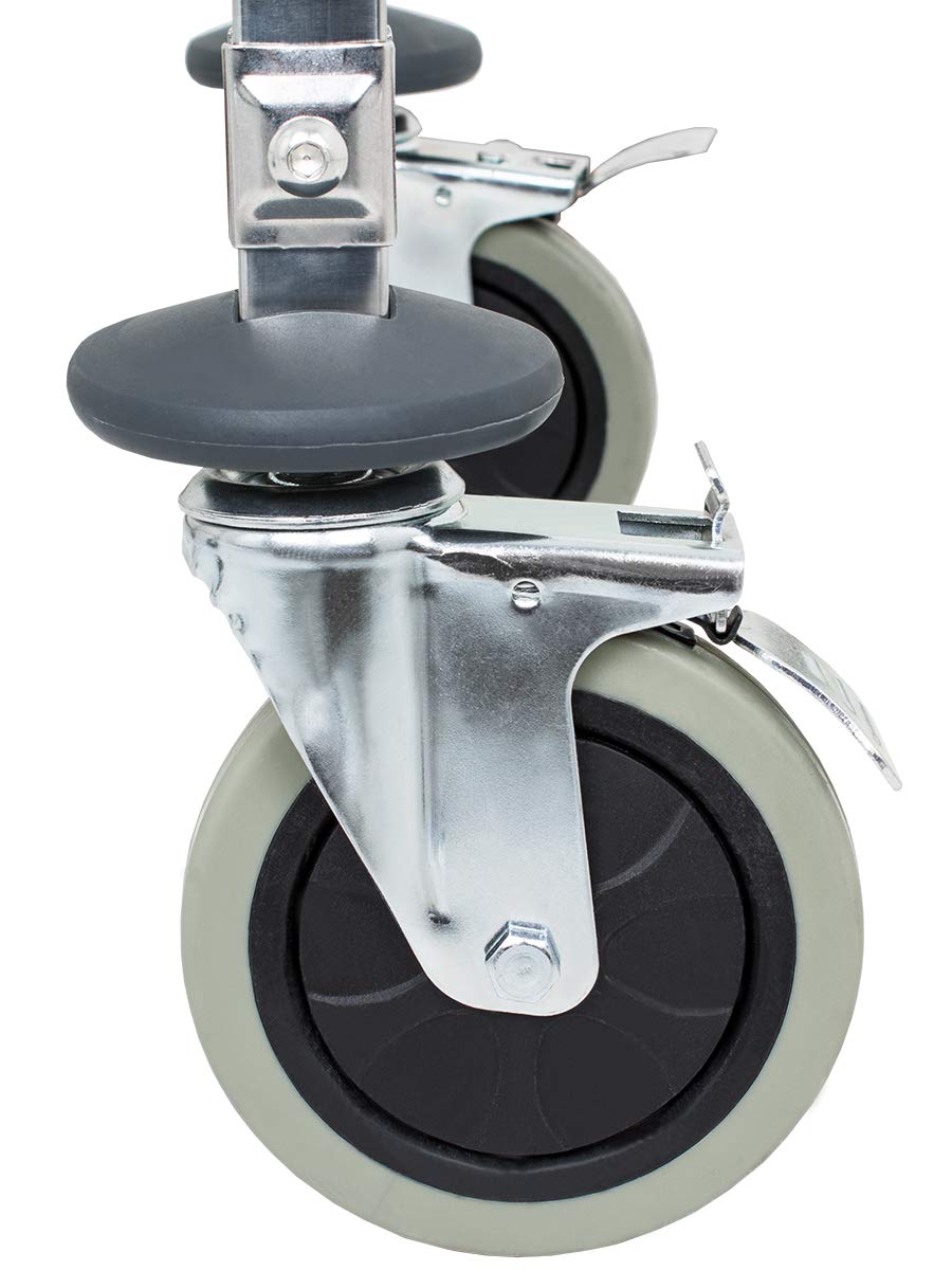 Beeketal 'BTW-7' Gastro Tablettwagen für bis zu 7 GN Behälter, Edelstahl Speise Transportwagen mit und geräuscharmen 360° Rollen (2 x Feststellbremsen), passend für GN 1/1, 1/2, 1/3 und 2/3 Behälter