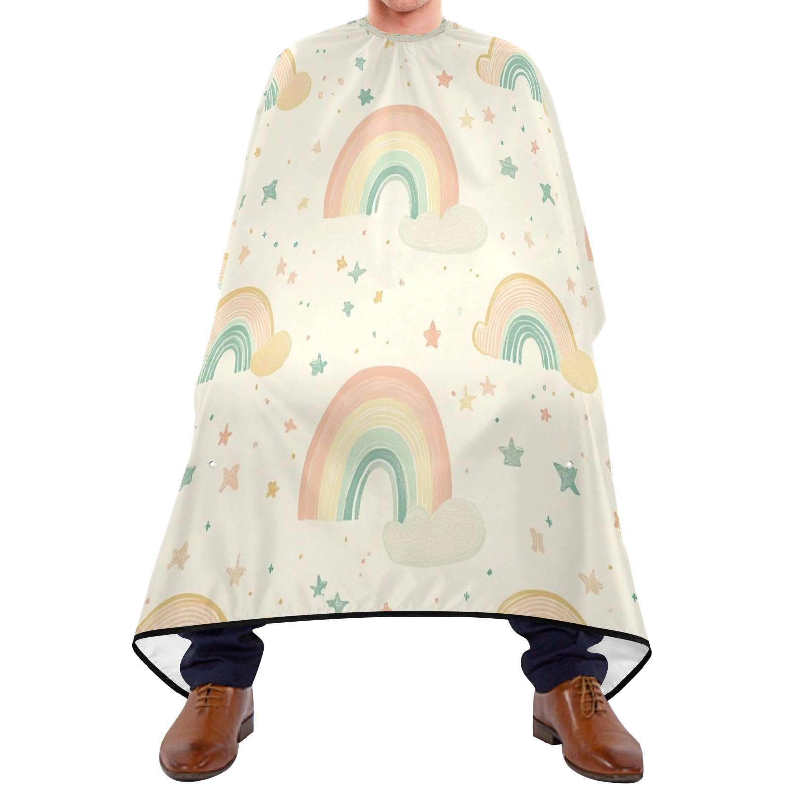 Kigai Cartoon Rainbow Hair Cutting Cape for Men & Women Waterproof Barber Cape Professional Hairdressing Salon Styling Apron with Adjustable Closure Snap